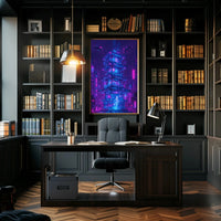 Futuristic Cyberpunk Cityscape with East Asian Elements Poster PosterGoat