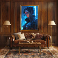 Futuristic Cyberpunk Cityscape with Neon Lights Sci-Fi Poster PosterGoat