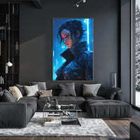 Futuristic Cyberpunk Cityscape with Neon Lights Sci-Fi Poster PosterGoat