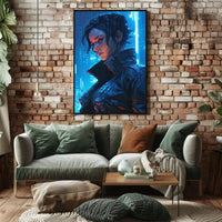 Futuristic Cyberpunk Cityscape with Neon Lights Sci-Fi Poster PosterGoat