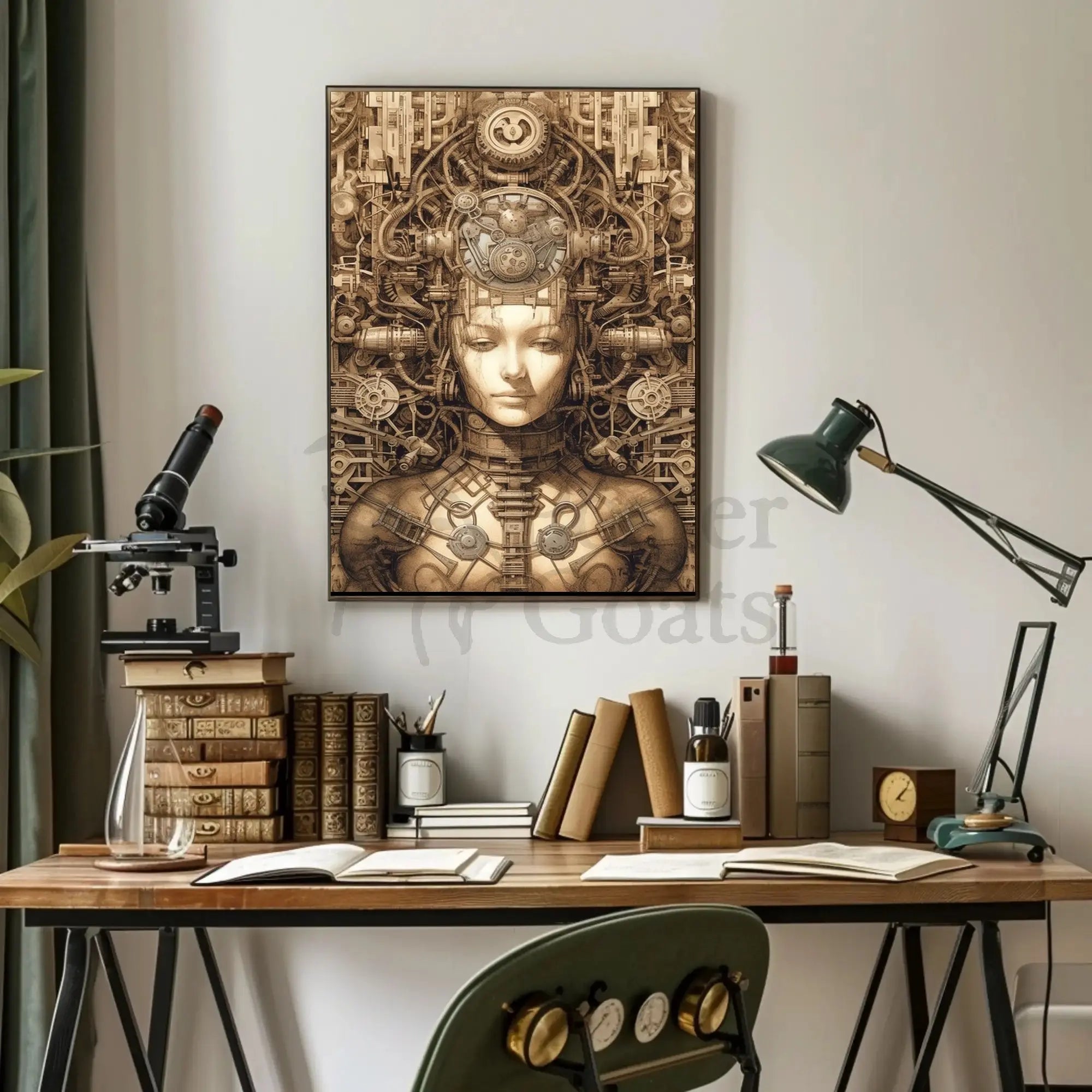 Futuristic Cyborg Integration Steampunk Cyberpunk Sci-Fi Poster PosterGoat