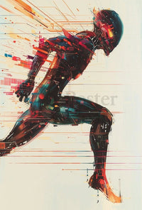 Futuristic Cyborg Motion Poster: Sleek Sci-Fi Art Print PosterGoat