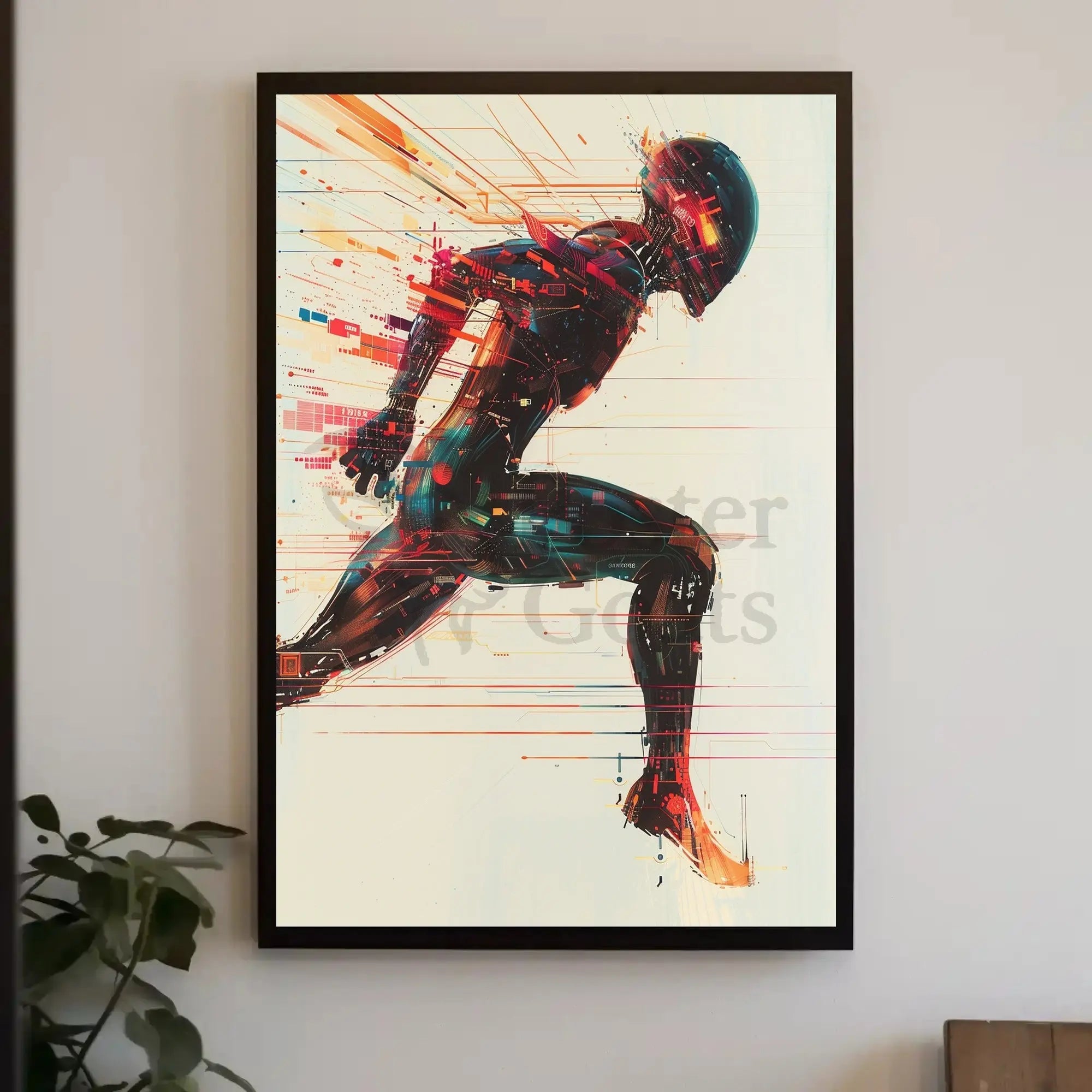 Futuristic Cyborg Motion Poster: Sleek Sci-Fi Art Print PosterGoat