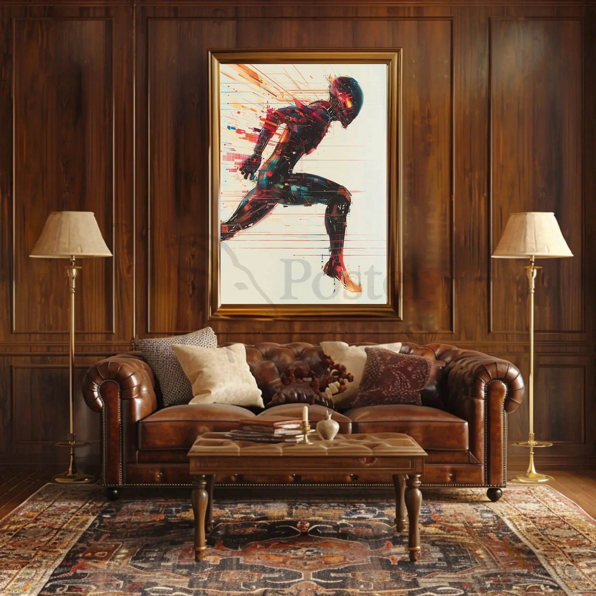 Futuristic Cyborg Motion Poster: Sleek Sci-Fi Art Print PosterGoat