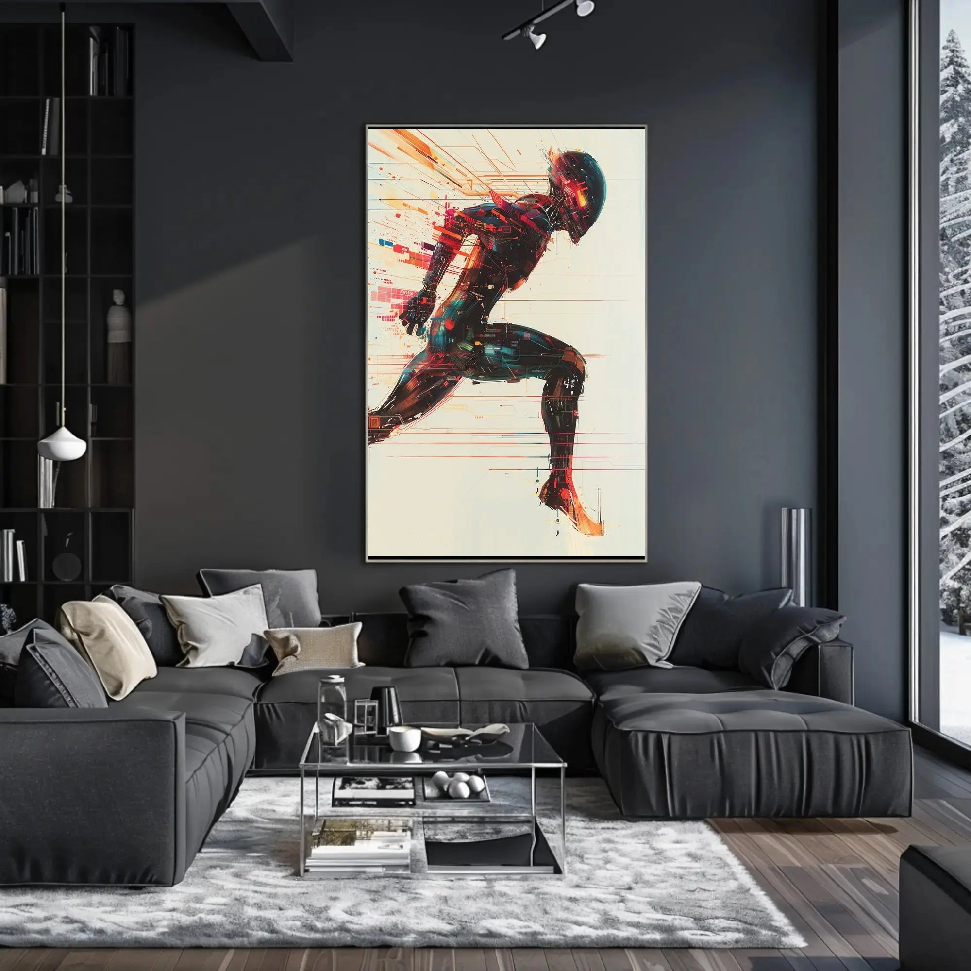 Futuristic Cyborg Motion Poster: Sleek Sci-Fi Art Print PosterGoat