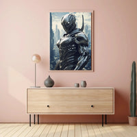 Futuristic Cyborg in High-Tech Cityscape Sci-Fi Poster PosterGoat