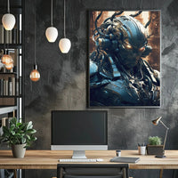Futuristic Cyborg with Glowing Eyes Sci-Fi Poster PosterGoat