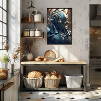 Futuristic Cyborg with Glowing Eyes Sci-Fi Poster PosterGoat