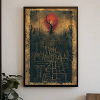 Futuristic Dystopian Cityscape Art Poster with Surreal Elements PosterGoat