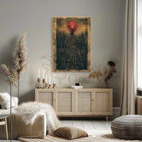 Futuristic Dystopian Cityscape Art Poster with Surreal Elements PosterGoat