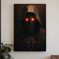 Futuristic Dystopian Figure with Glowing Eyes Sci-Fi Poster PosterGoat