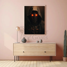 Futuristic Dystopian Figure with Glowing Eyes Sci-Fi Poster PosterGoat