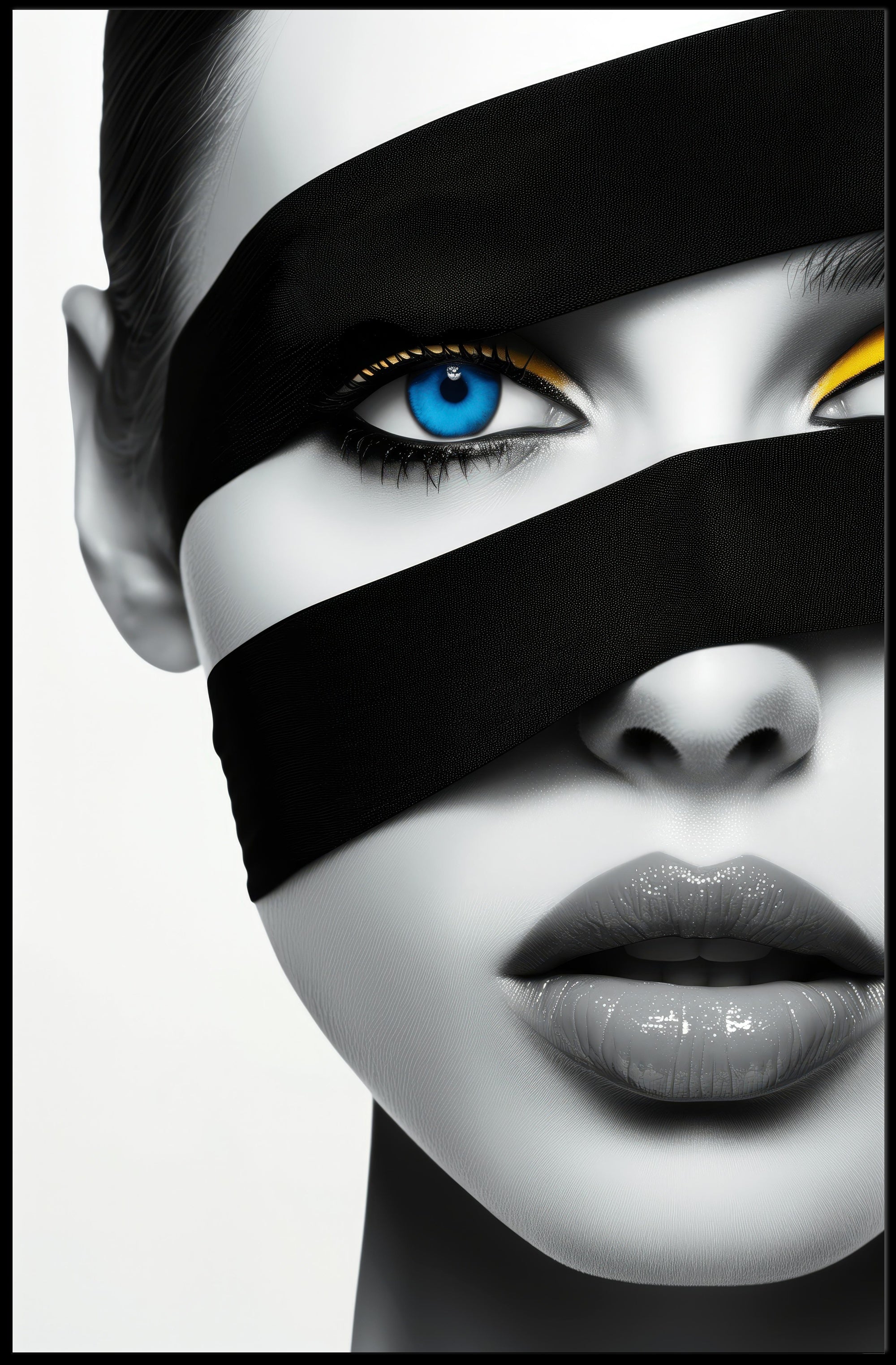 Futuristic Eye and Lips Surrealism Artistic Poster PosterGoat