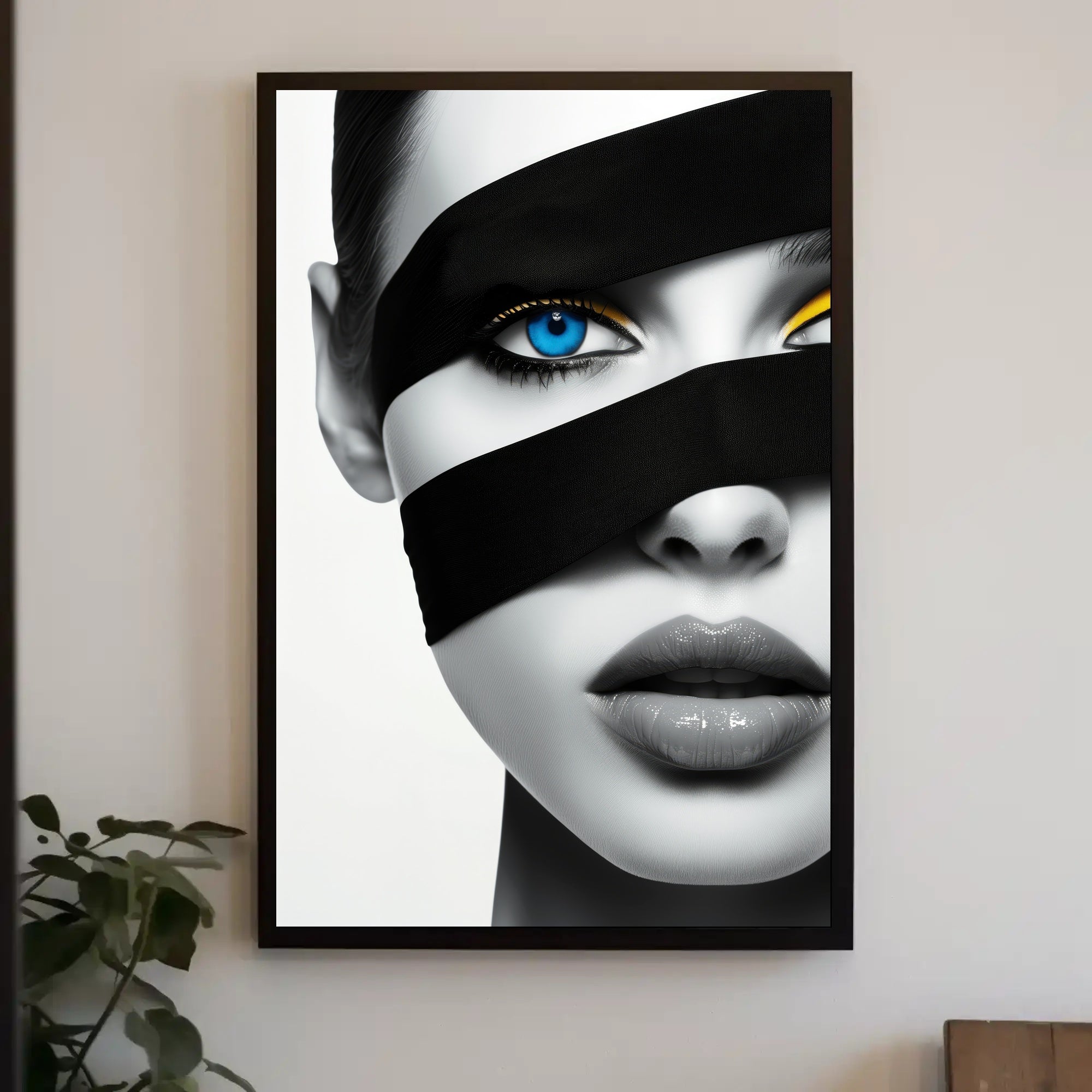 Futuristic Eye and Lips Surrealism Artistic Poster PosterGoat