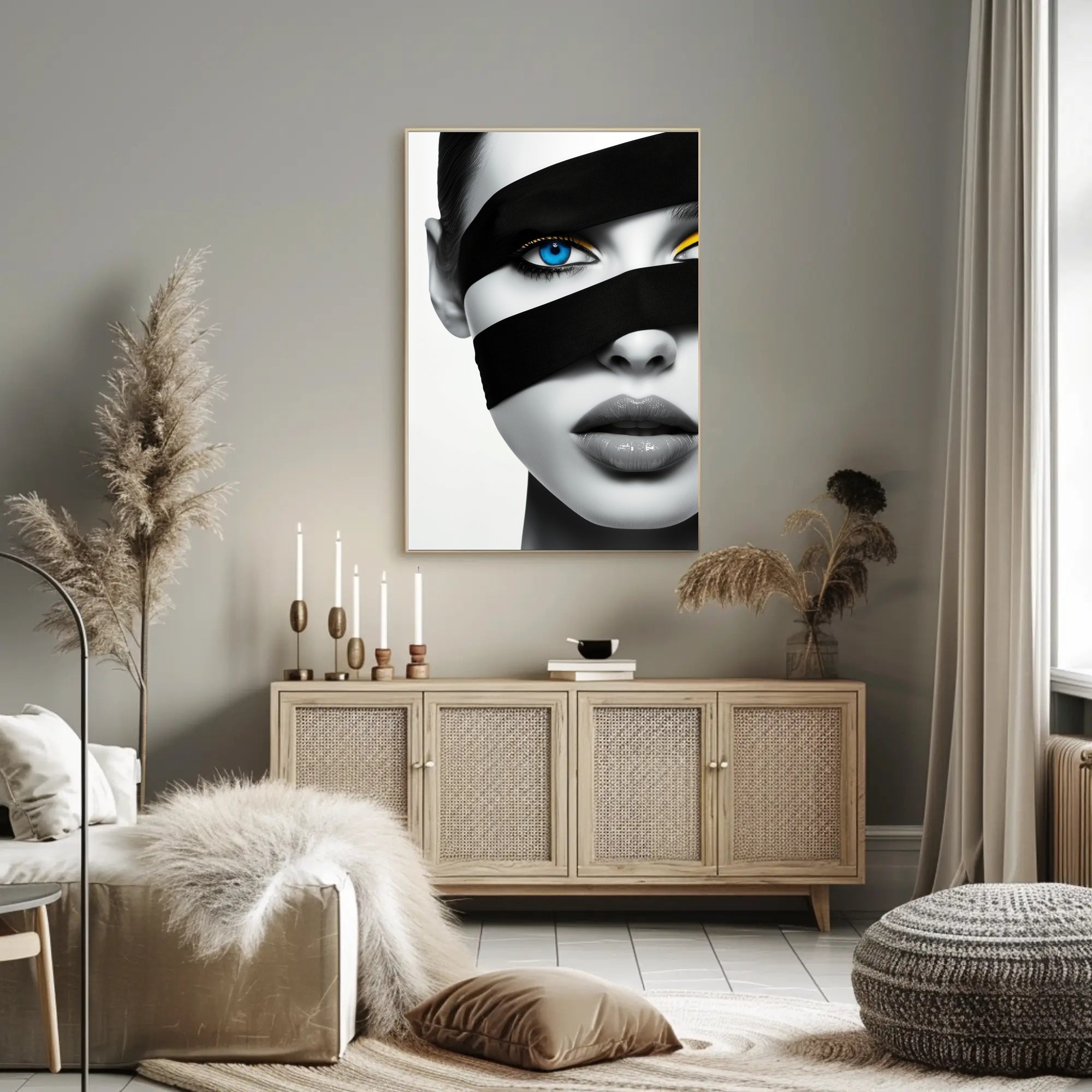 Futuristic Eye and Lips Surrealism Artistic Poster PosterGoat