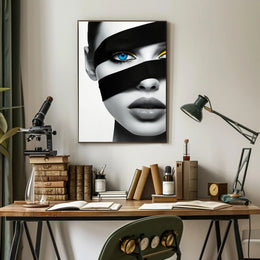 Futuristic Eye and Lips Surrealism Artistic Poster PosterGoat