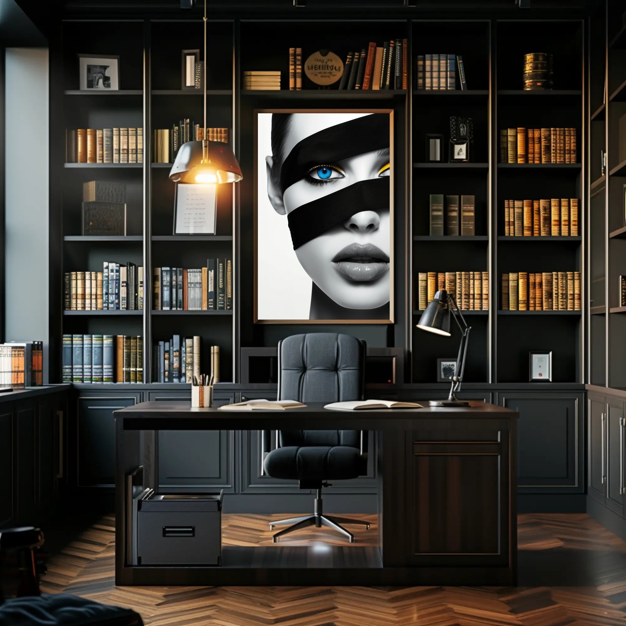 Futuristic Eye and Lips Surrealism Artistic Poster PosterGoat