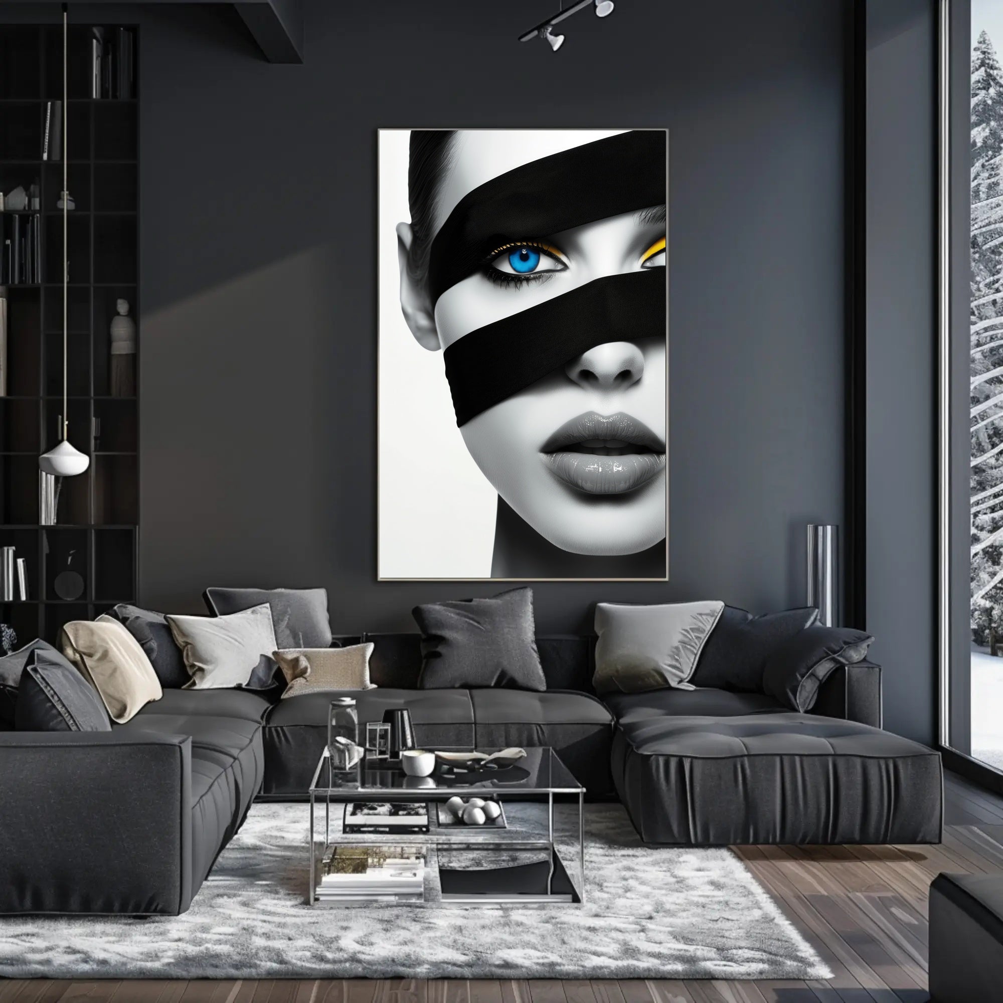 Futuristic Eye and Lips Surrealism Artistic Poster PosterGoat