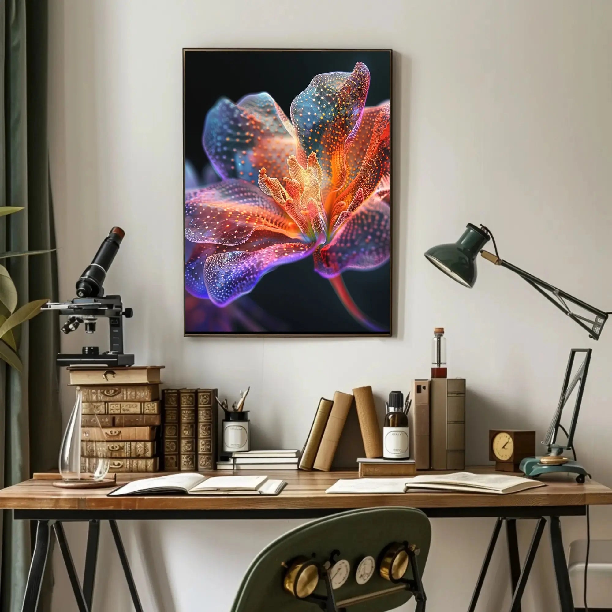 Futuristic Flower Art: Vibrant Sci-Fi Poster PosterGoat