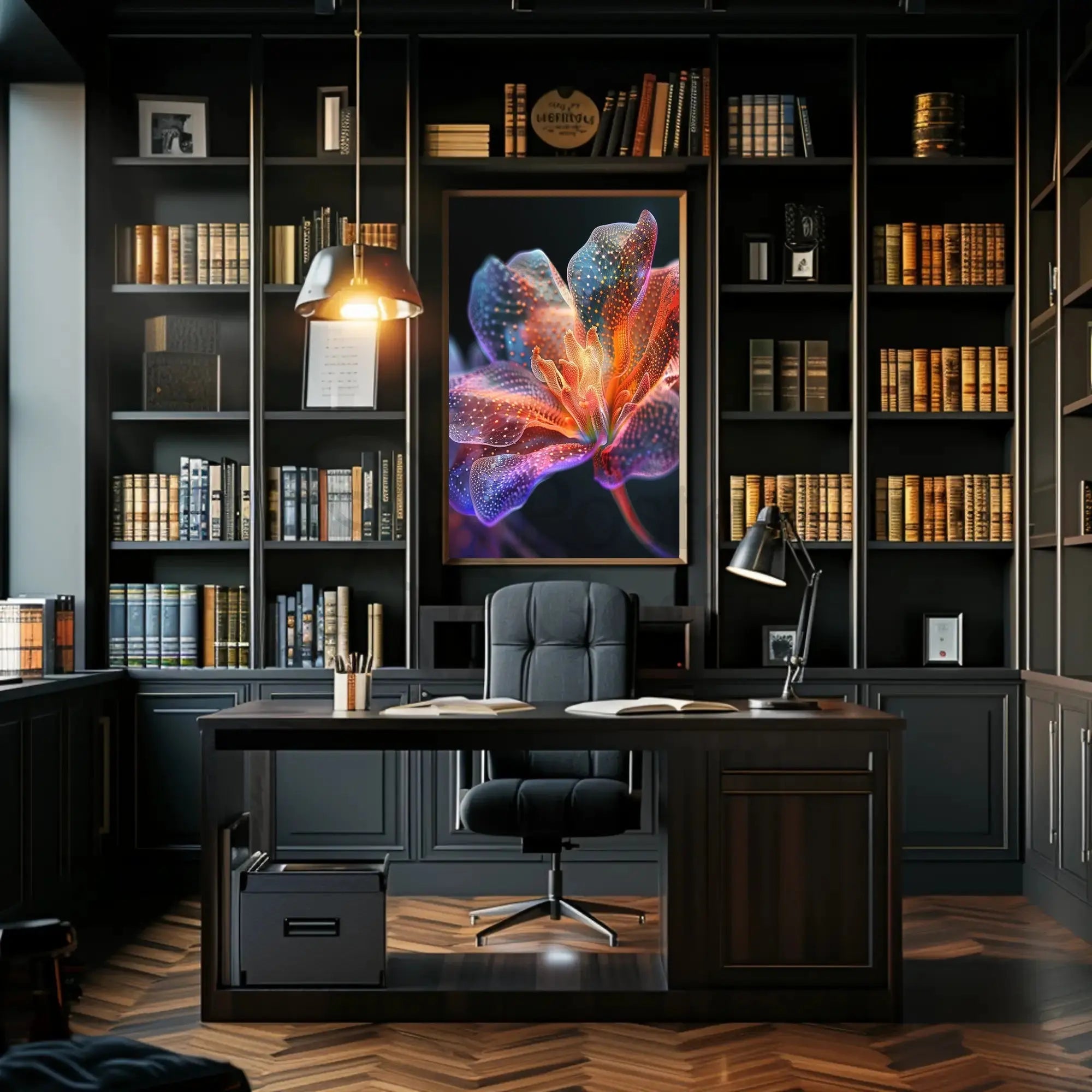 Futuristic Flower Art: Vibrant Sci-Fi Poster PosterGoat