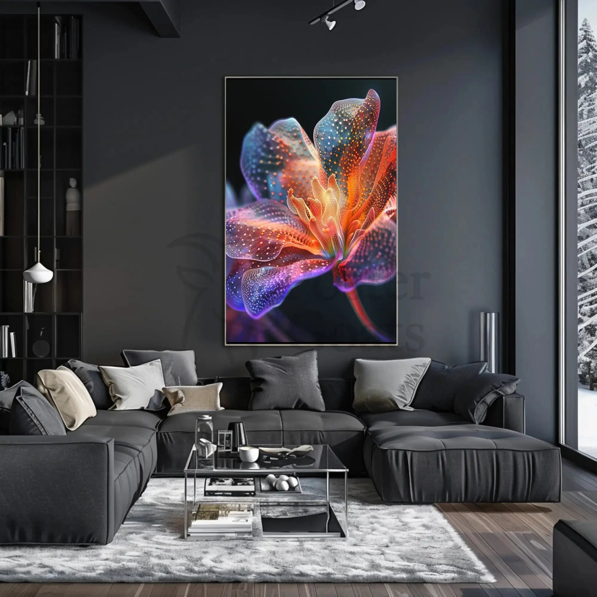 Futuristic Flower Art: Vibrant Sci-Fi Poster PosterGoat