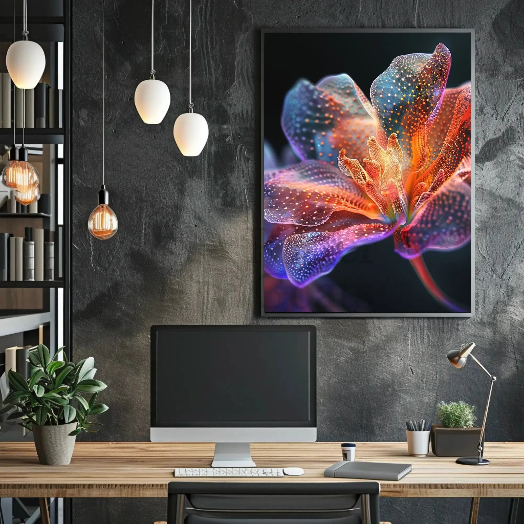 Futuristic Flower Art: Vibrant Sci-Fi Poster PosterGoat