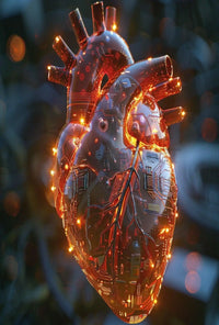 Futuristic Heart Circuitry Design Futuristic Sci-Fi Poster PosterGoat
