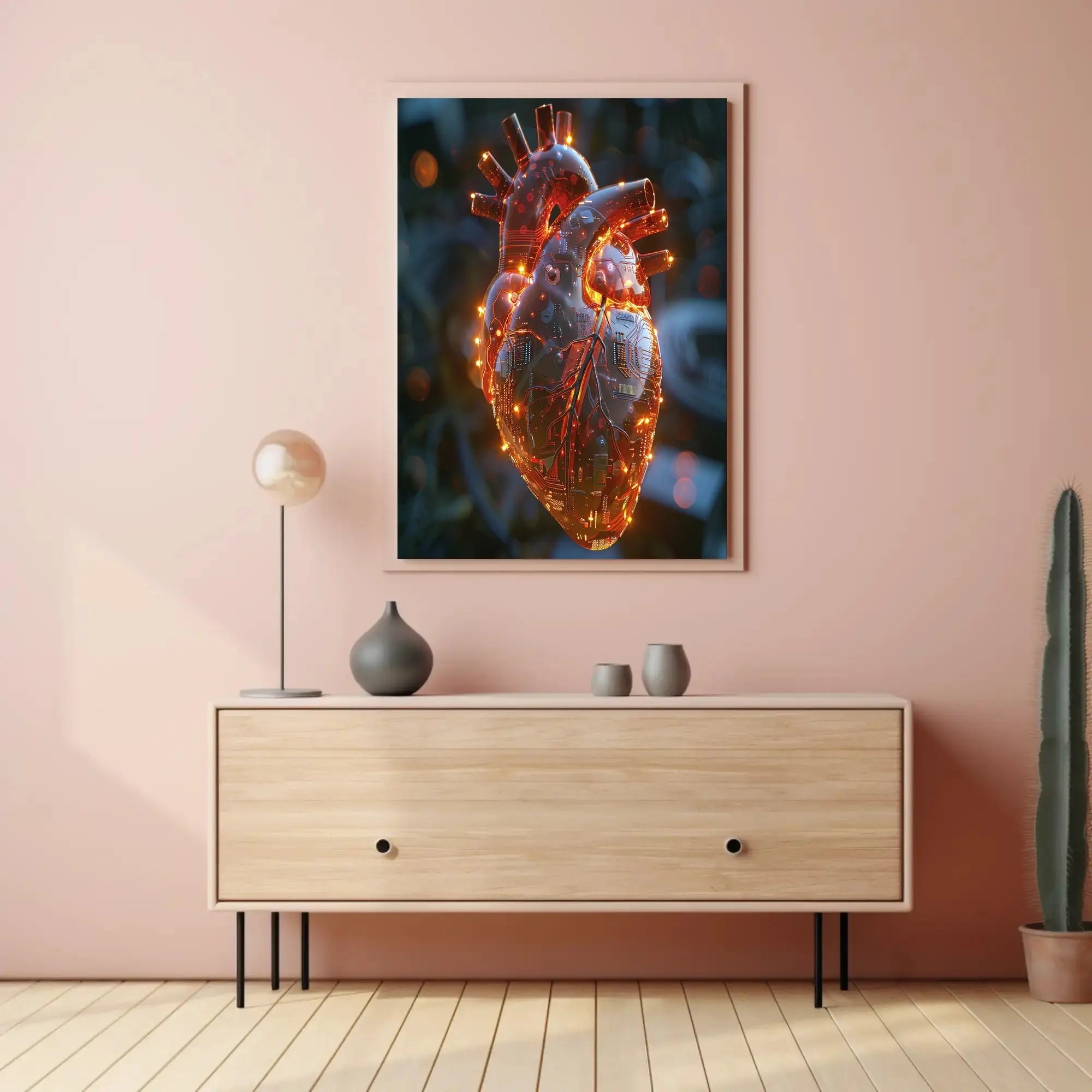 Futuristic Heart Circuitry Design Futuristic Sci-Fi Poster PosterGoat
