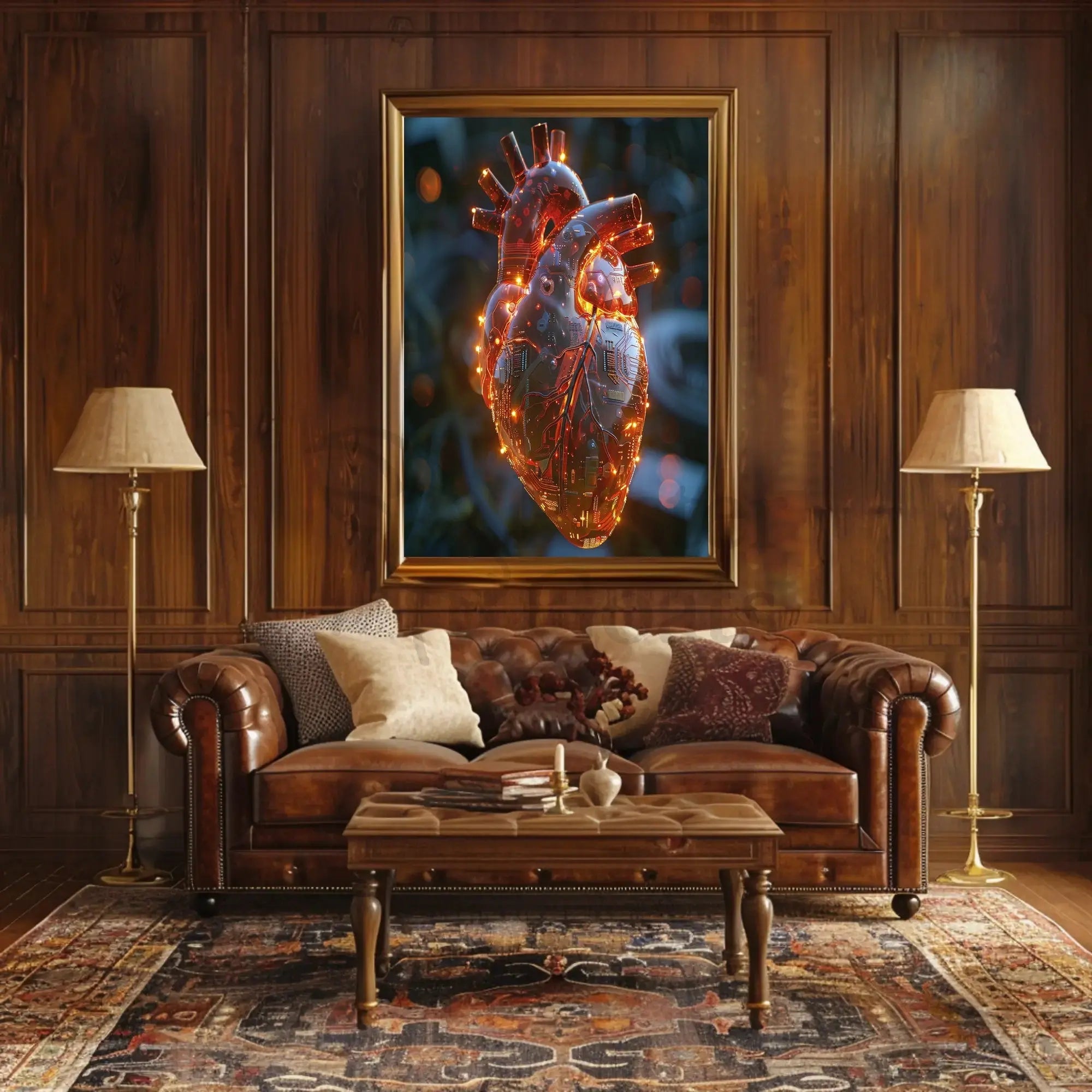 Futuristic Heart Circuitry Design Futuristic Sci-Fi Poster PosterGoat