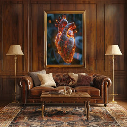 Futuristic Heart Circuitry Design Futuristic Sci-Fi Poster PosterGoat