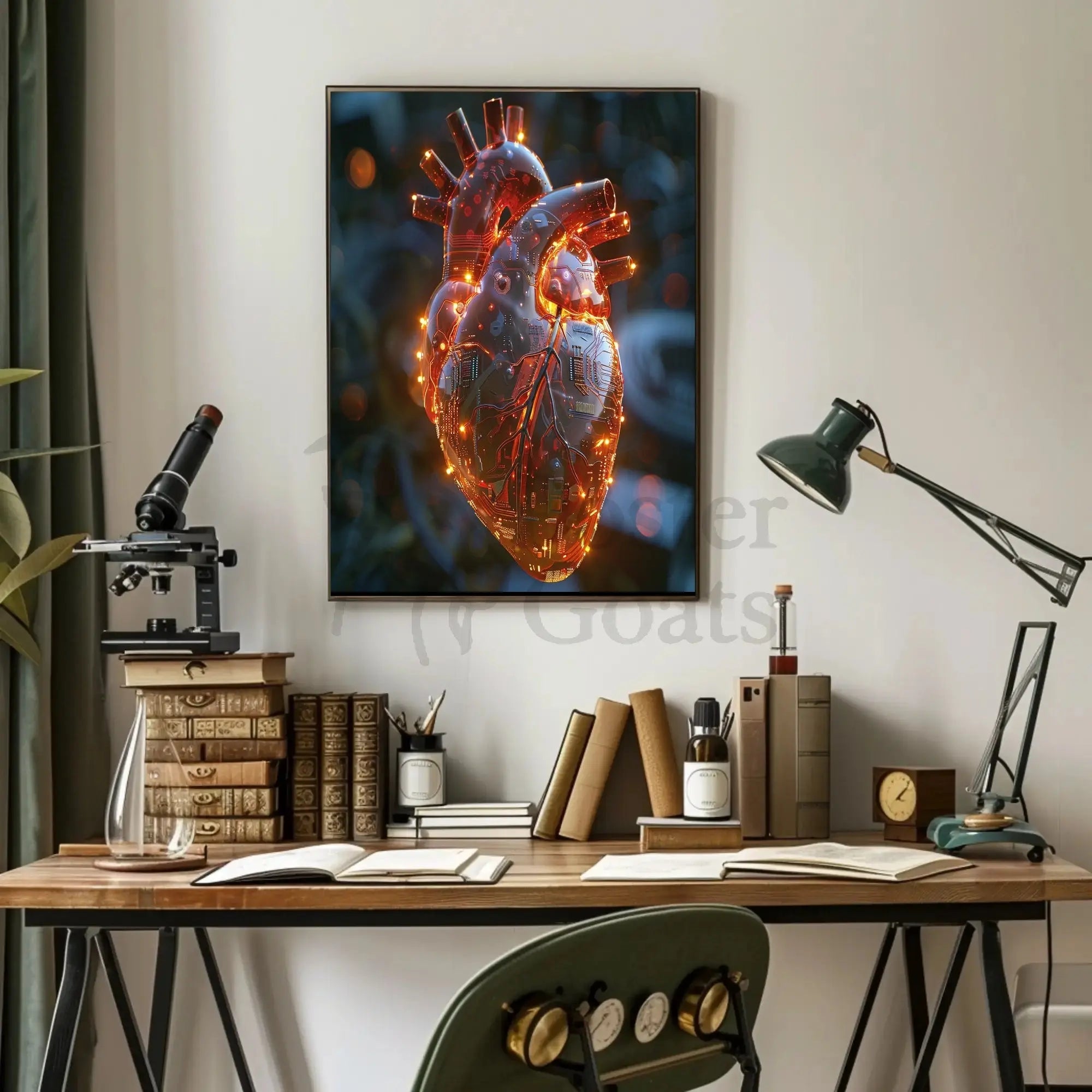 Futuristic Heart Circuitry Design Futuristic Sci-Fi Poster PosterGoat