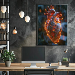 Futuristic Heart Circuitry Design Futuristic Sci-Fi Poster PosterGoat