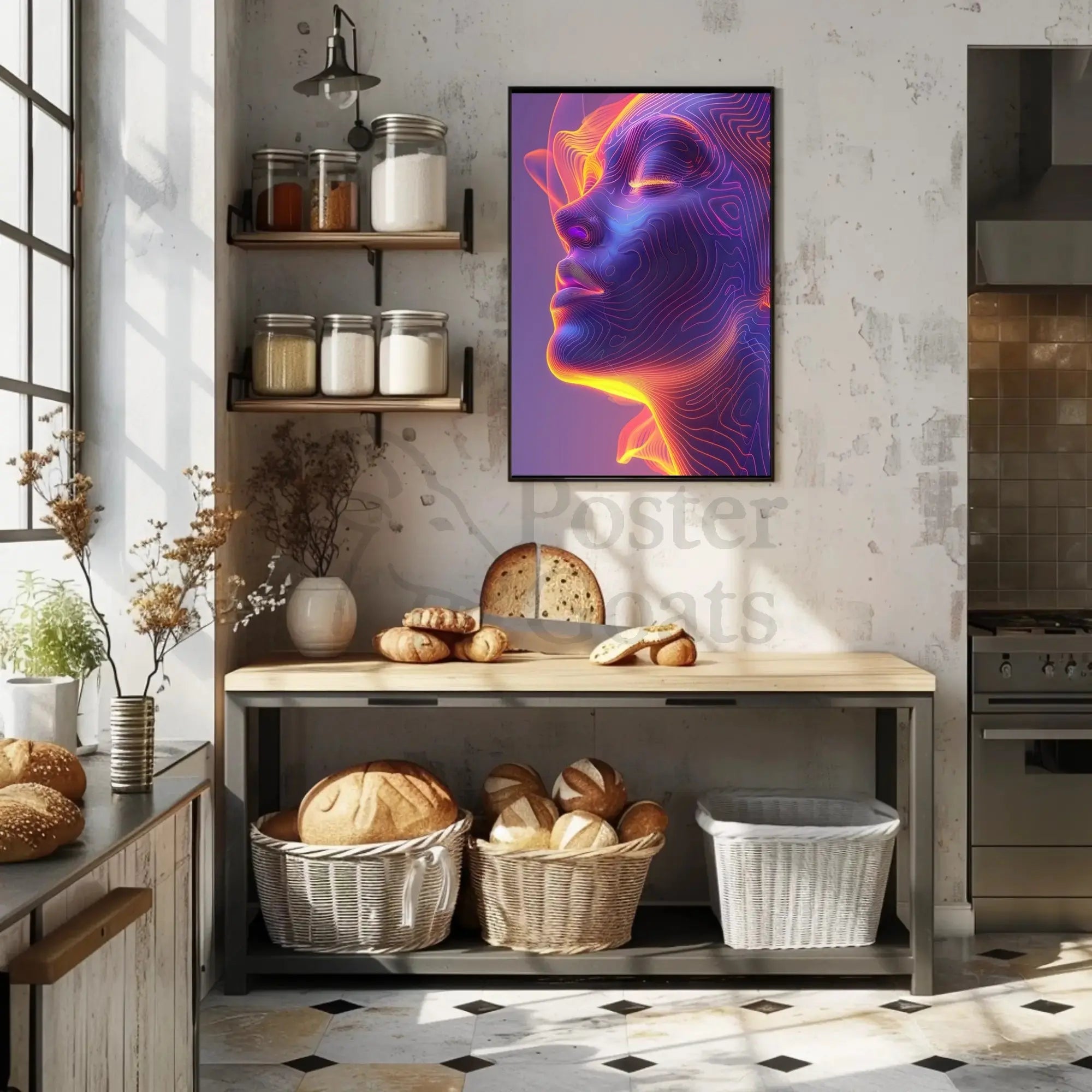 Futuristic Human Face Digital Art Poster PosterGoat