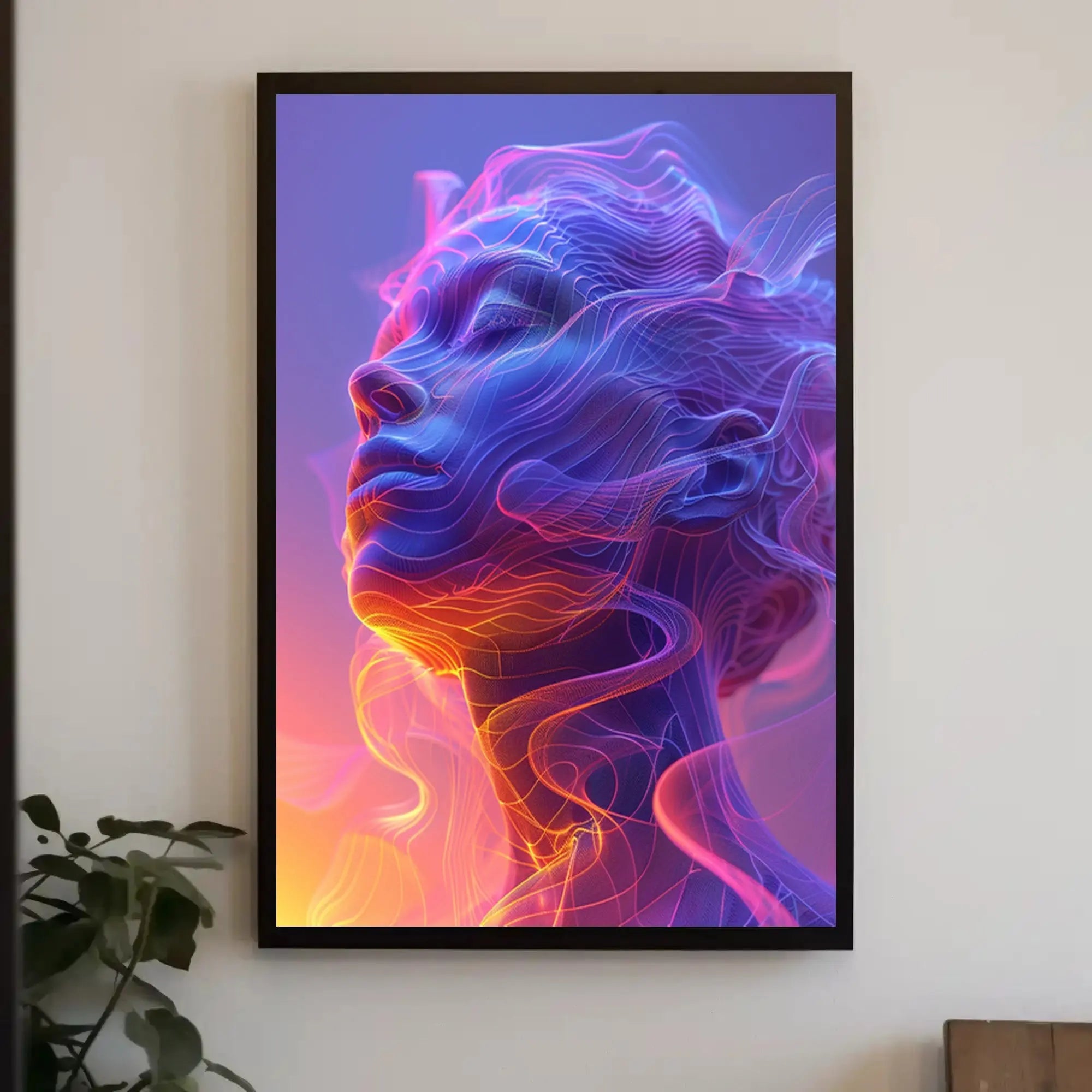 Futuristic Human Face Digital Transformation Art Poster PosterGoat
