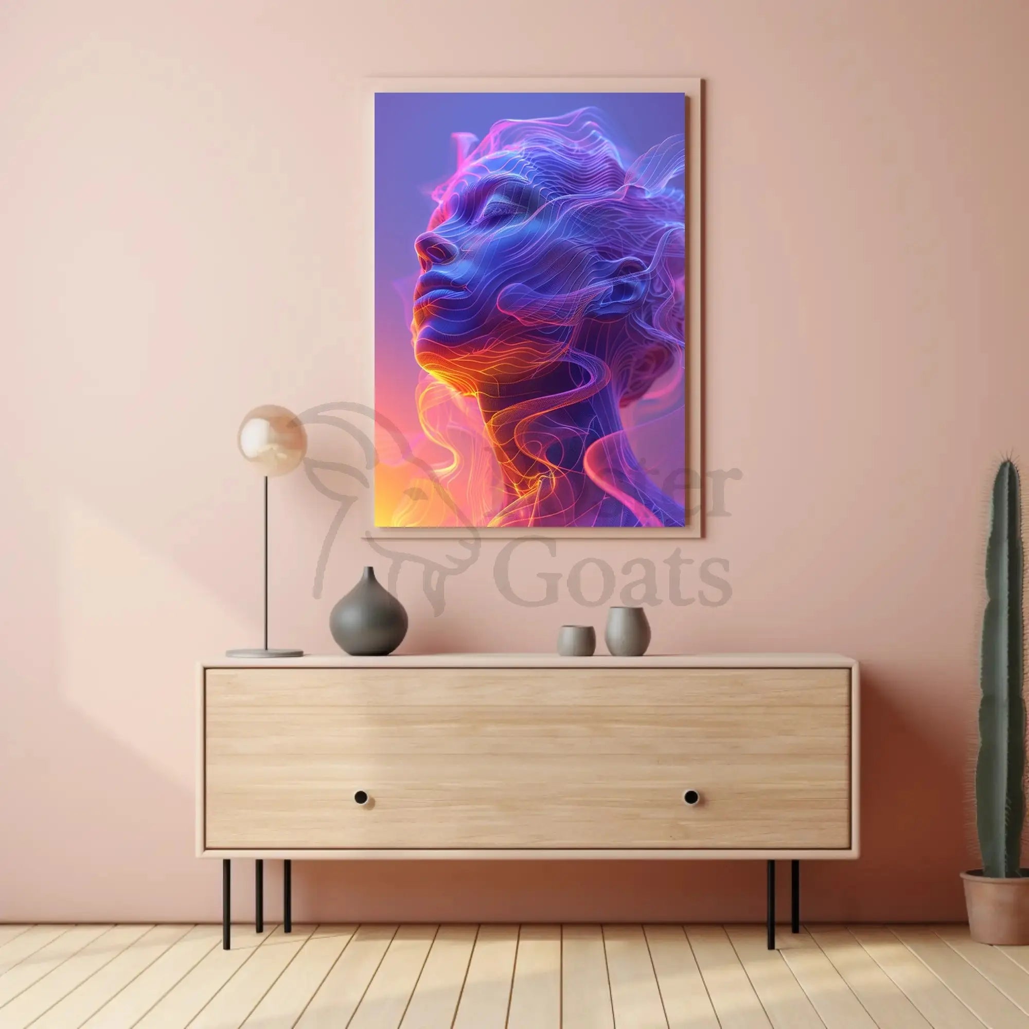 Futuristic Human Face Digital Transformation Art Poster PosterGoat