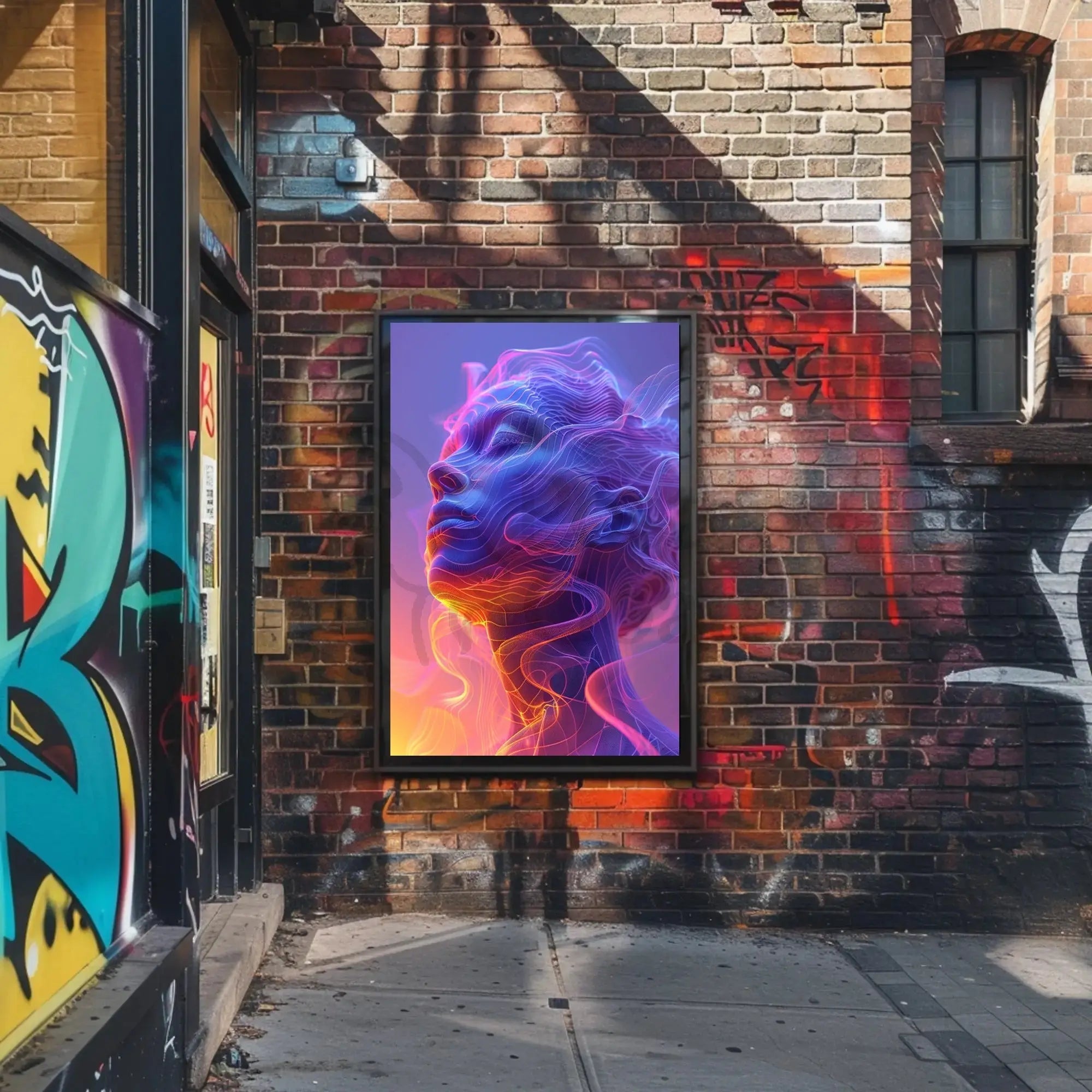 Futuristic Human Face Digital Transformation Art Poster PosterGoat