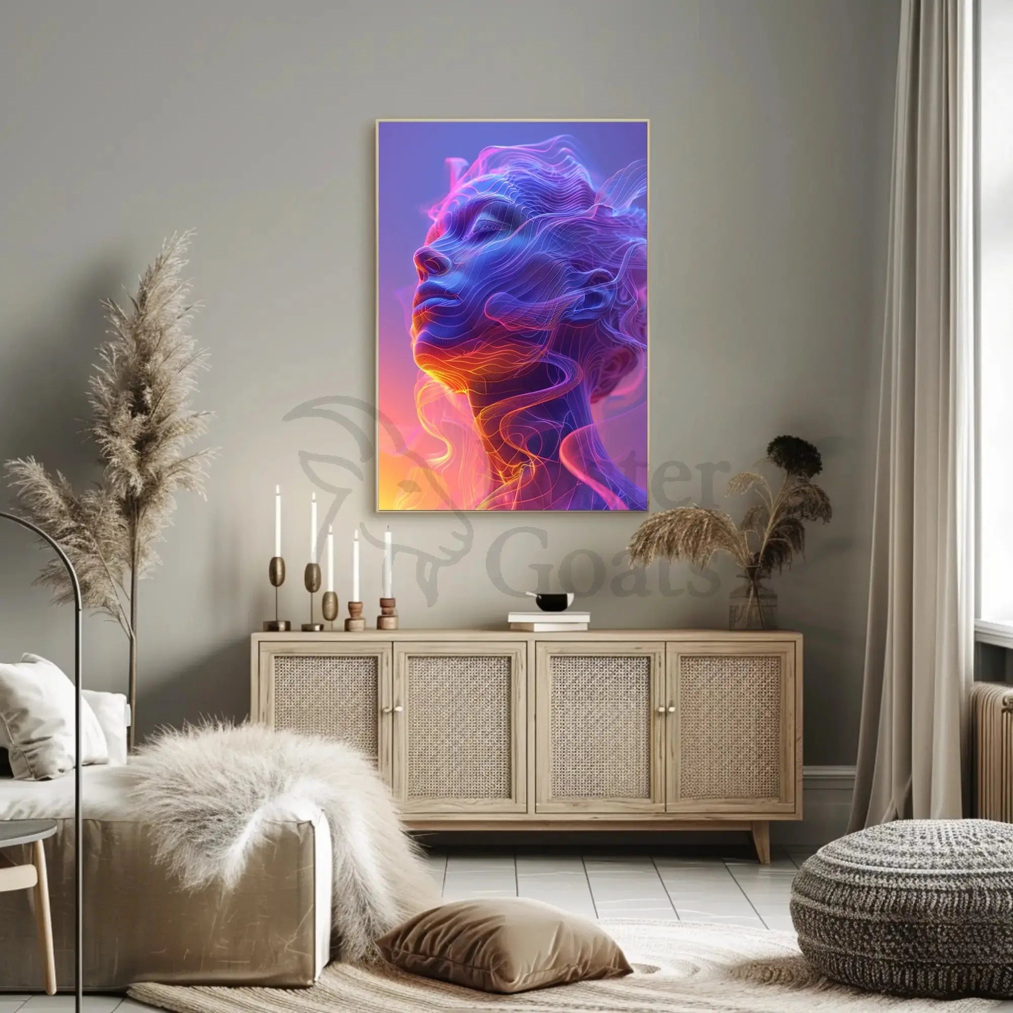 Futuristic Human Face Digital Transformation Art Poster PosterGoat