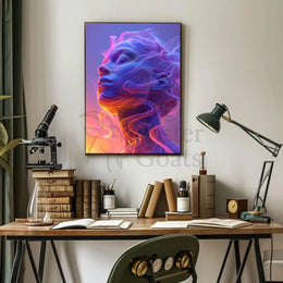 Futuristic Human Face Digital Transformation Art Poster PosterGoat