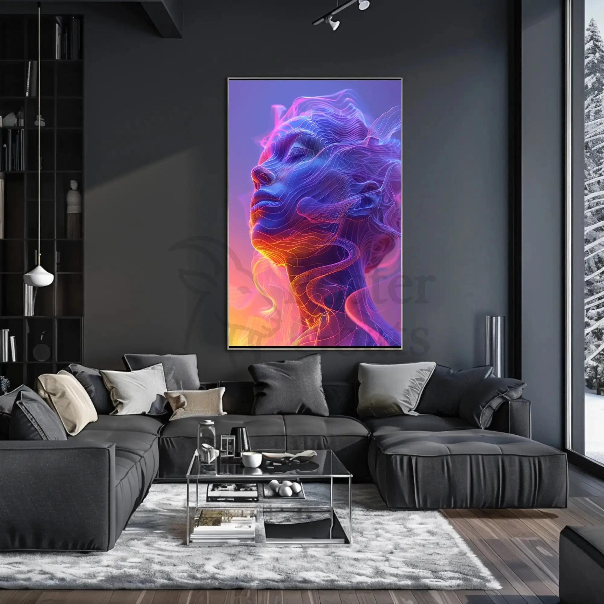 Futuristic Human Face Digital Transformation Art Poster PosterGoat
