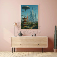 Futuristic Japanese Cityscape Sci-Fi Poster PosterGoat