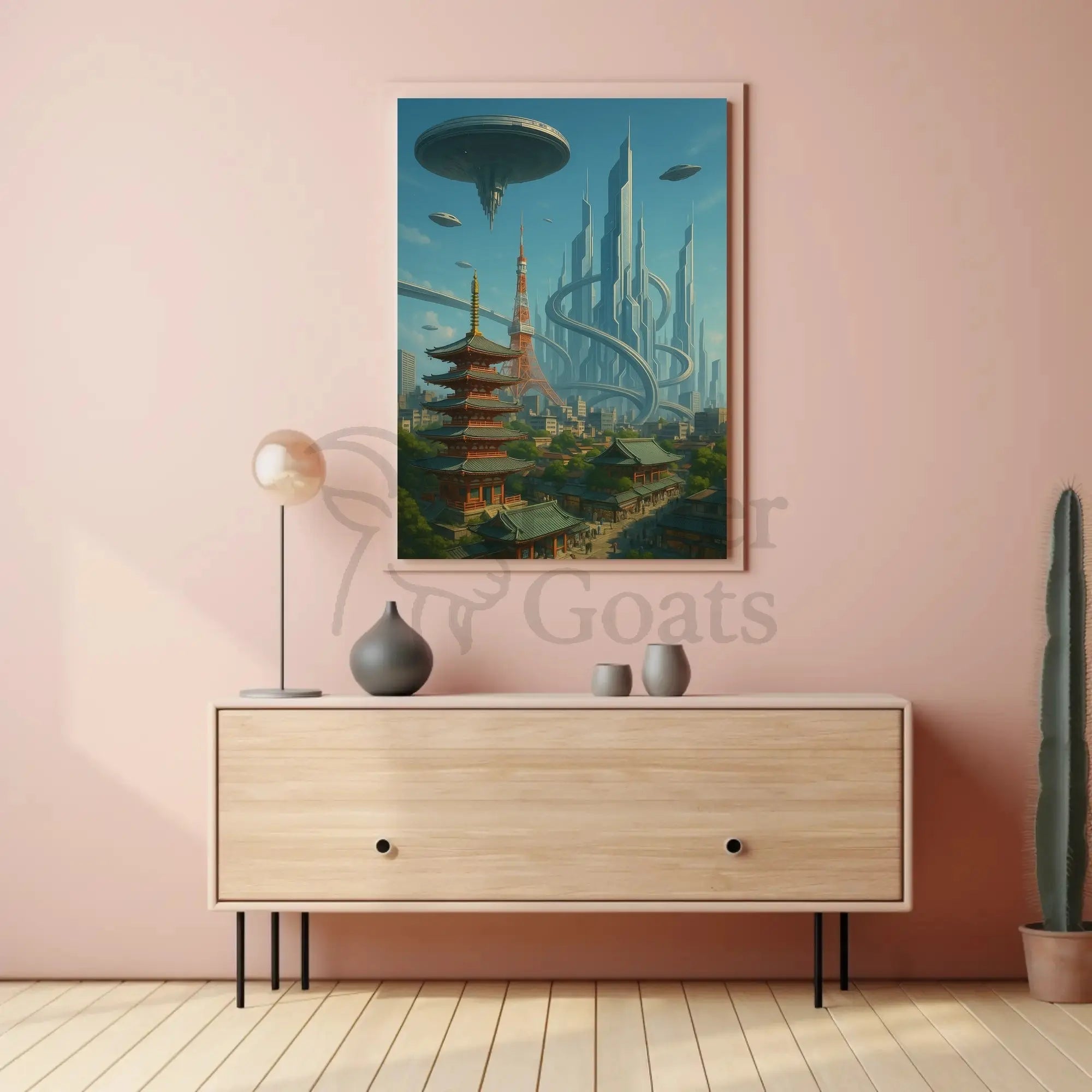 Futuristic Japanese Cityscape Sci-Fi Poster PosterGoat