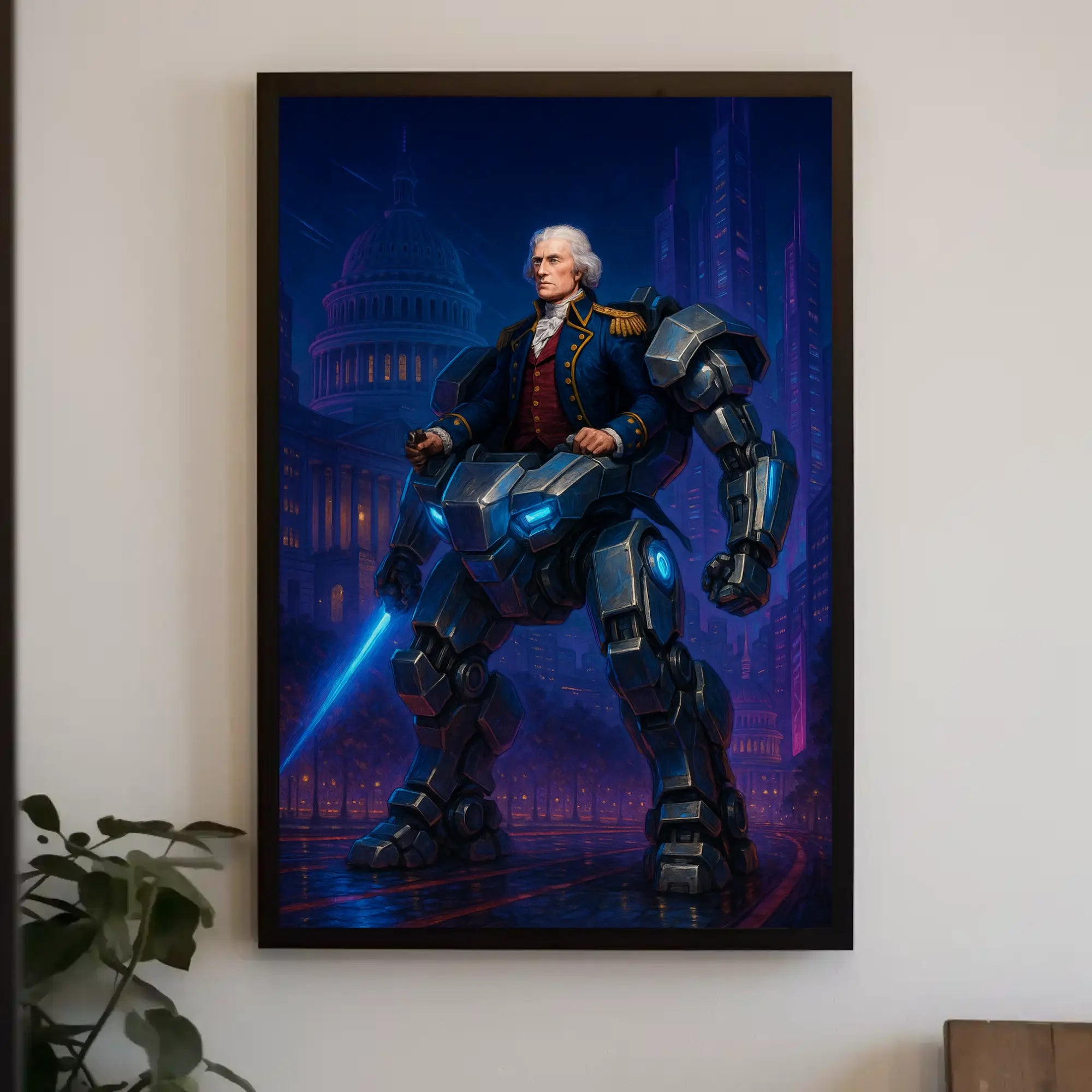Futuristic Leader Historical Fusion Political or Propaganda Poster PosterGoat