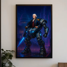 Futuristic Leader Historical Fusion Political or Propaganda Poster PosterGoat