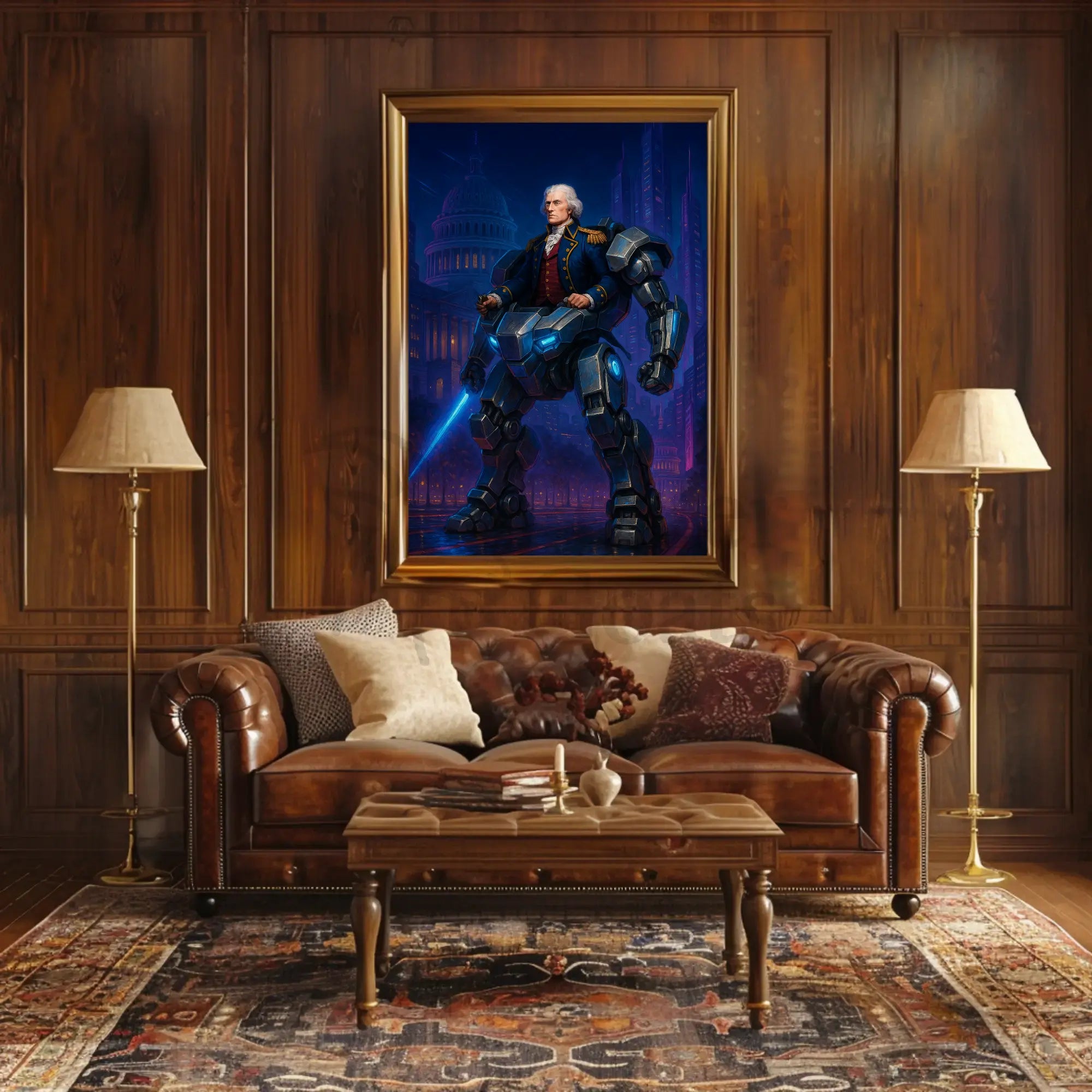 Futuristic Leader Historical Fusion Political or Propaganda Poster PosterGoat