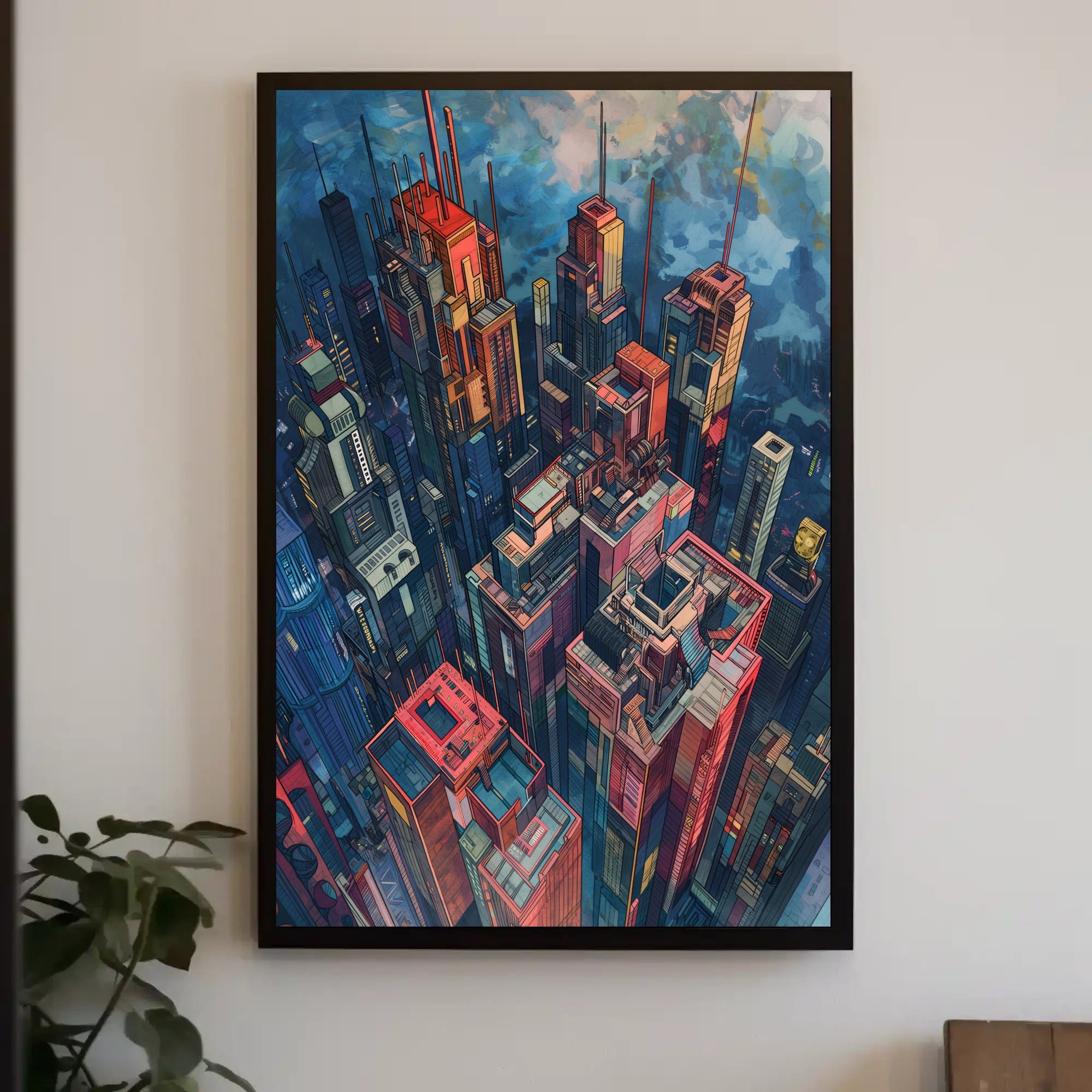 Futuristic Metropolis Artwork: Vibrant Urban or Cityscape Poster PosterGoat