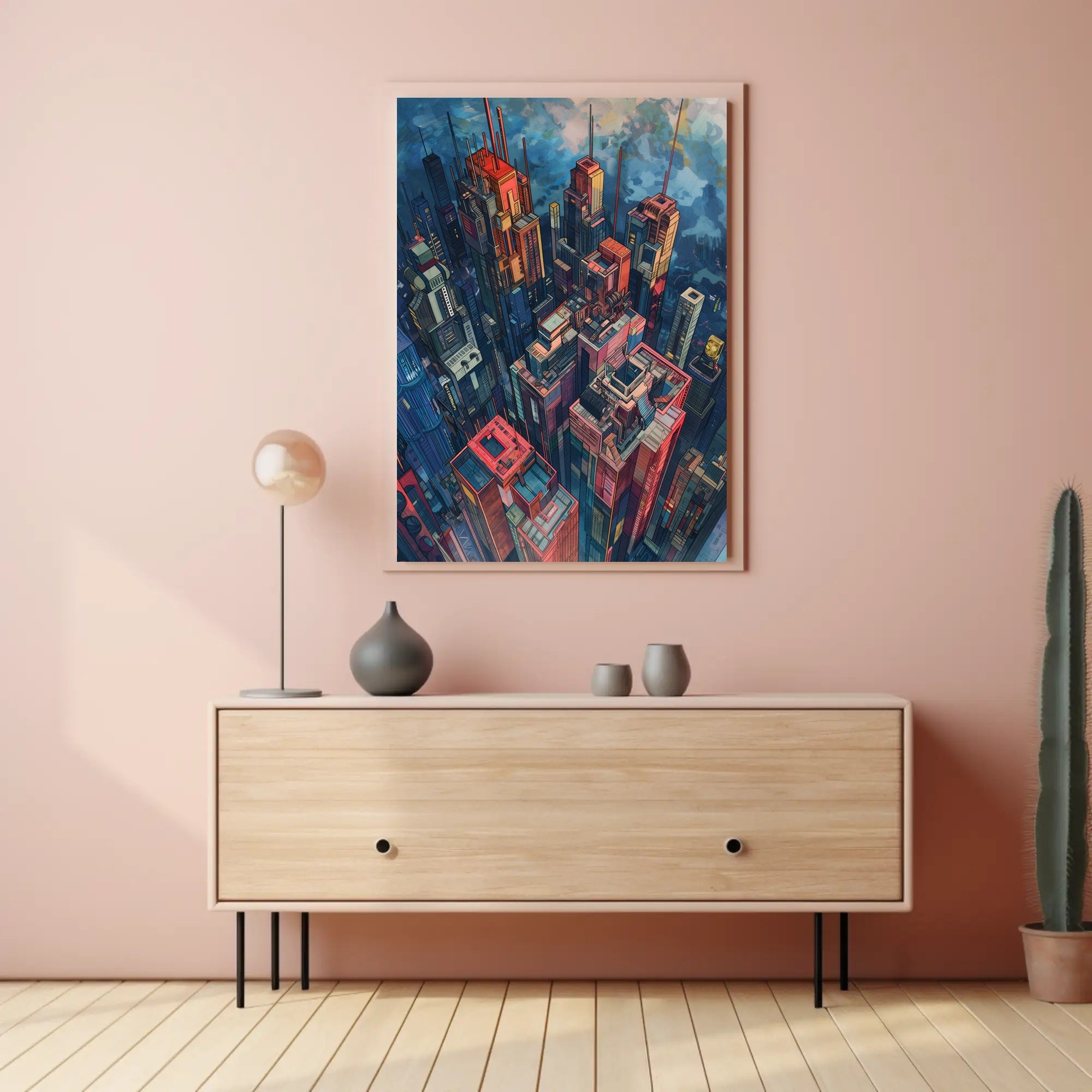 Futuristic Metropolis Artwork: Vibrant Urban or Cityscape Poster PosterGoat