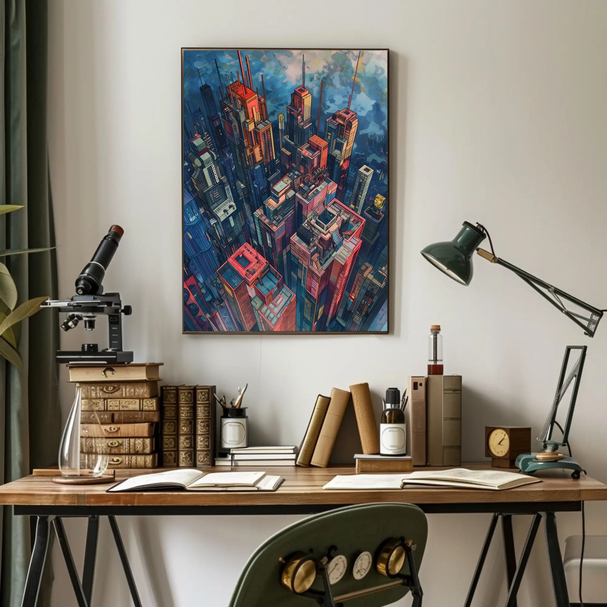 Futuristic Metropolis Artwork: Vibrant Urban or Cityscape Poster PosterGoat