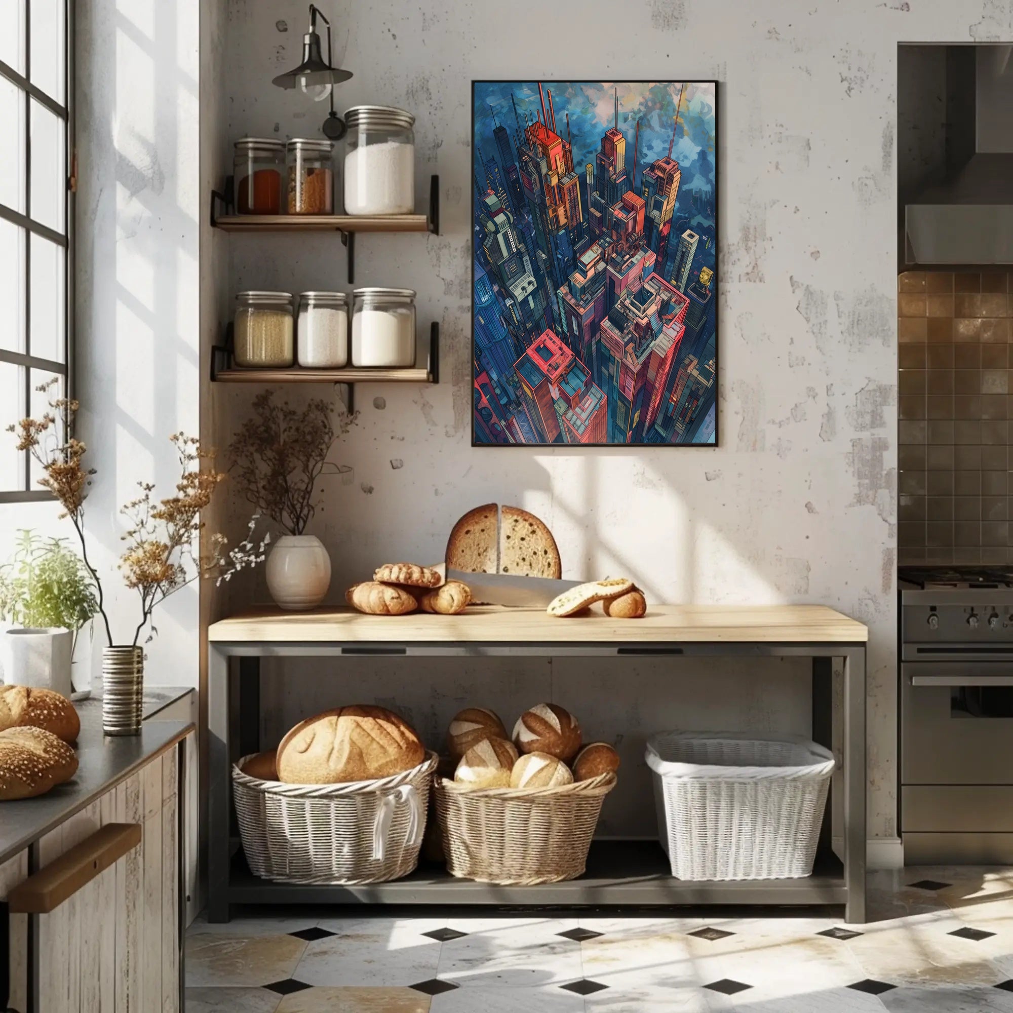 Futuristic Metropolis Artwork: Vibrant Urban or Cityscape Poster PosterGoat