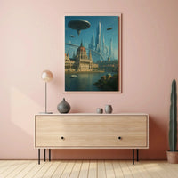 Futuristic Metropolis Blending Past and Future Sci-Fi Poster PosterGoat