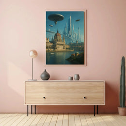Futuristic Metropolis Blending Past and Future Sci-Fi Poster PosterGoat